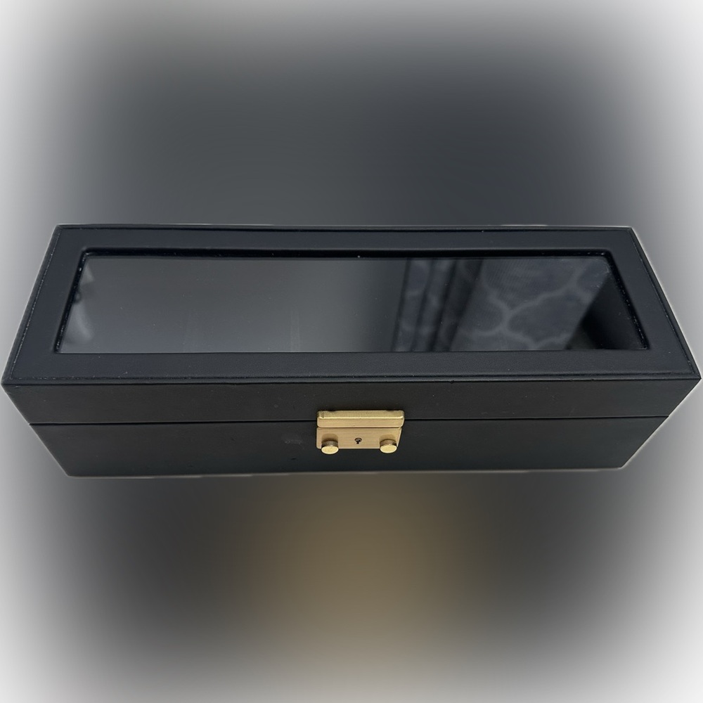 Leather Watch Organizer with Gold Metallic Clasp